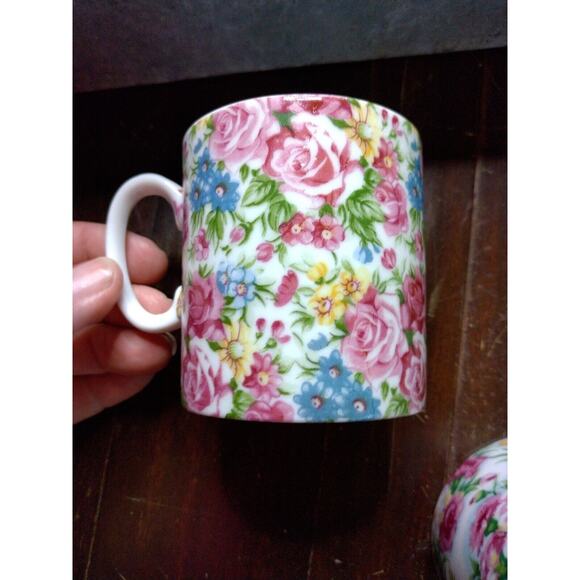 Chintz 4 mugs Lefton? 043 floral fine china 8 oz - Picture 5 of 9